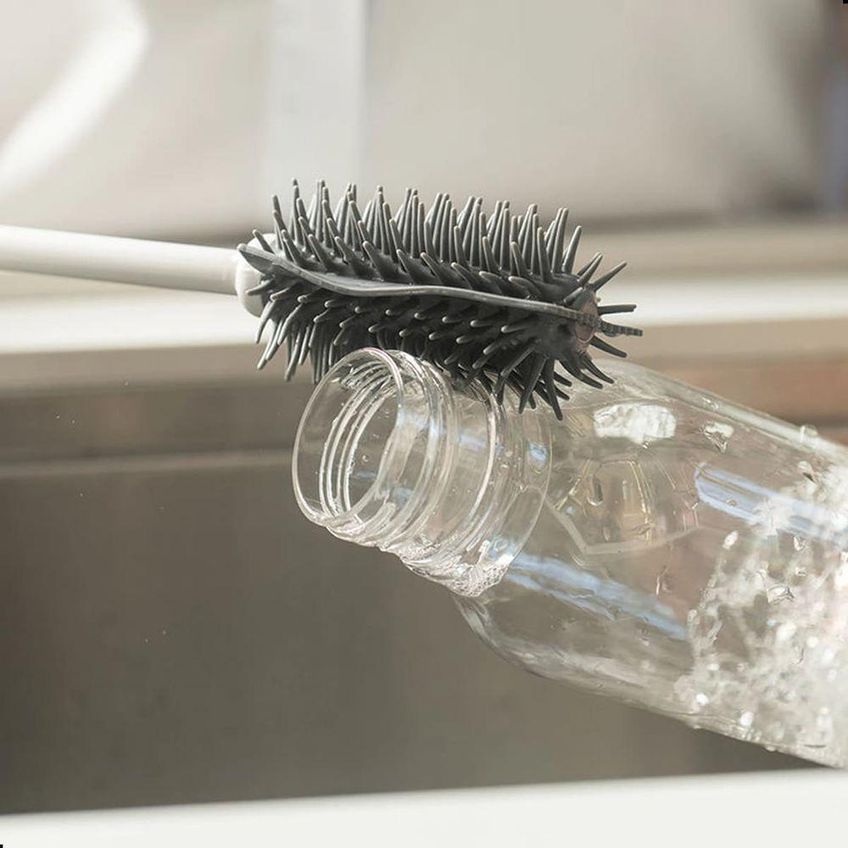 Escova Para Limpeza De Taças Copos E Garrafas Ou Flow Silicone Para Cozinha Bege - imagem 5