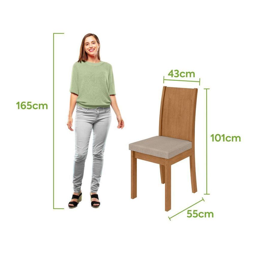 Conjunto Sala De Jantar Mesa Athenas 180 6 Lugares Tampo Vidro Off White Amendoa Clean Móveis Lopas - imagem 3