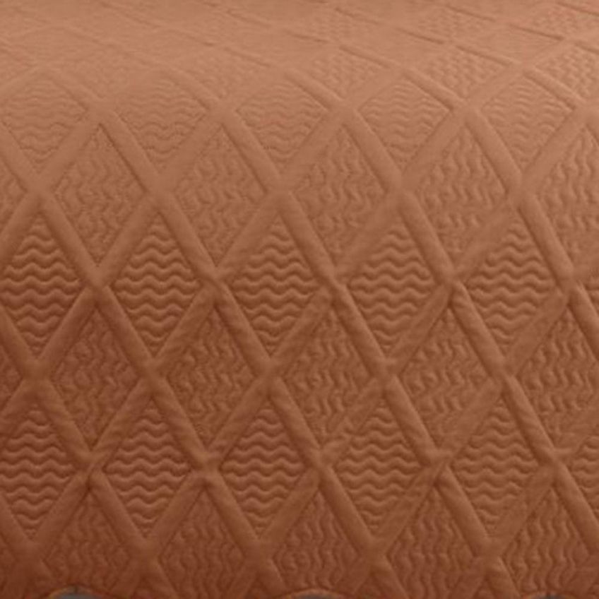Cobre Leito Vila Real Queen 3 Peças Micropercal 300 Fios 100% Poliéster Terracota Casa Show Enxovais - imagem 3