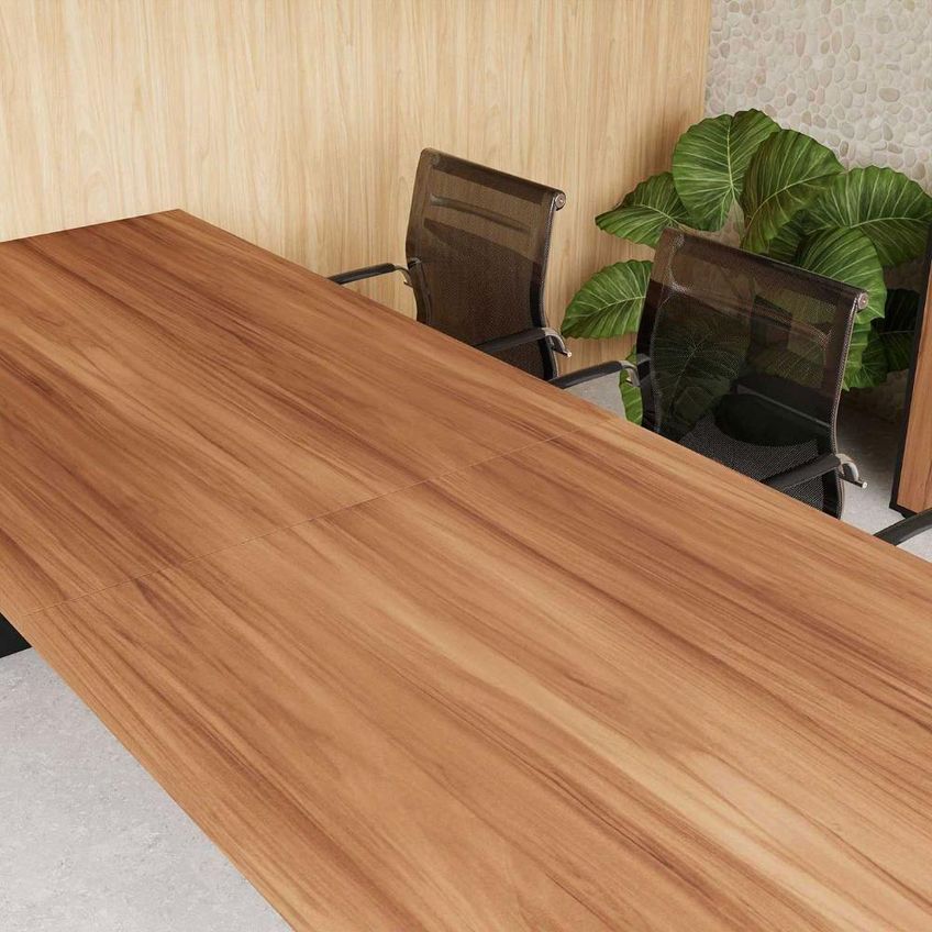 Mesa De Reunião 08 Lugares 300cm X 110cm 100% Mdf Nogal Com Preto F5 Office - imagem 4
