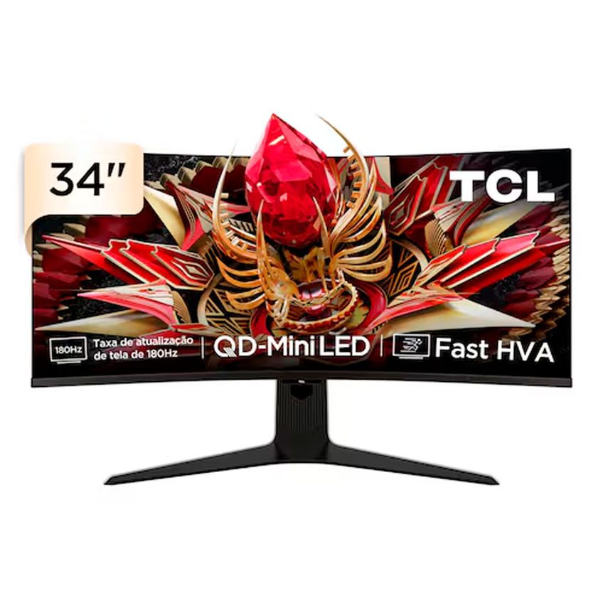 Monitor Gamer Curvo 34 Wqhd 34r83q Qd Mini Led 180hz 1ms Freesync Premium Tcl - imagem 4