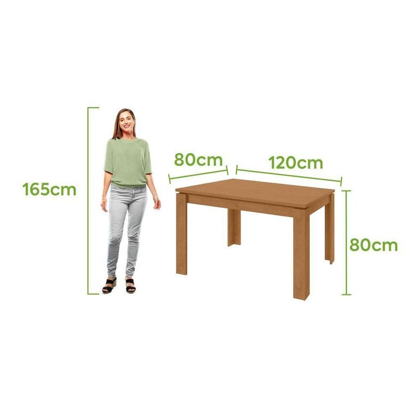 Conjunto Sala De Jantar Athenas 120 4 Lugares Tampo Vidro Off White Com Cadeiras Amendoa Clean - imagem 2