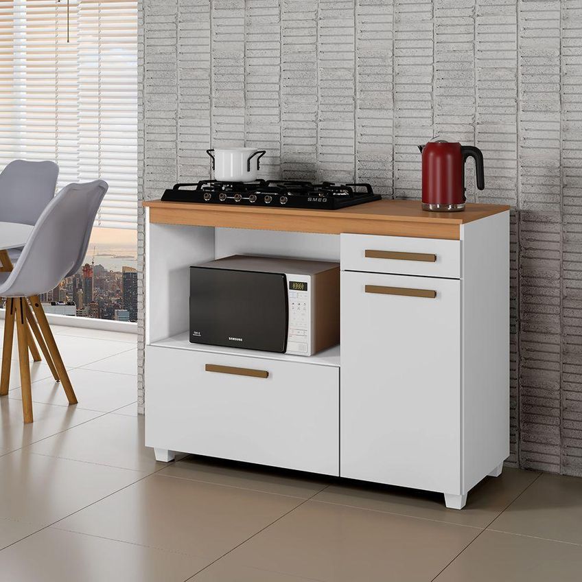 Balcão Para Cooktop Cronus 2 Portas MDF 120cm Branco Arte Móveis - imagem 3