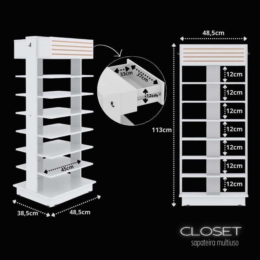 Sapateira Multiuso Estante Organizadora Closet - Branco - imagem 3
