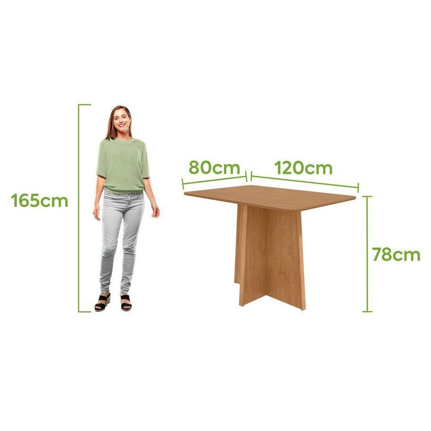 Conjunto Sala De Jantar Mesa Celebrare 120 E Cadeiras Apogeu 4 Lugares Tampo Mdp Amendoa Clean - imagem 5