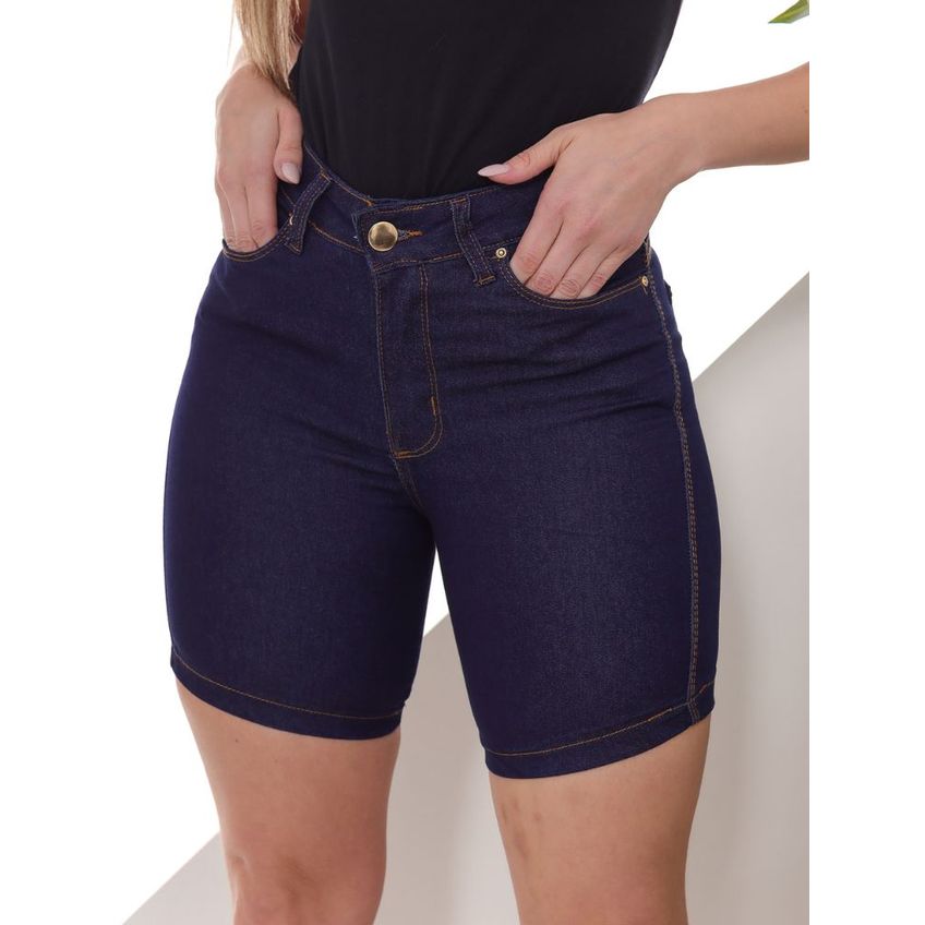 Bermuda Meia Coxa Jeans Escuro Feminina - imagem 3