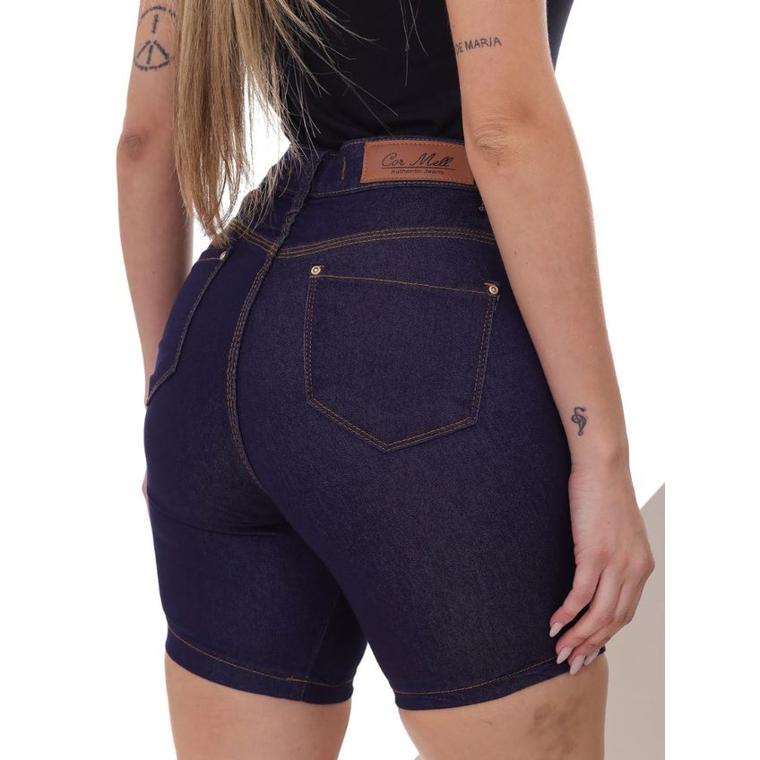 Bermuda Meia Coxa Jeans Escuro Feminina - imagem 4