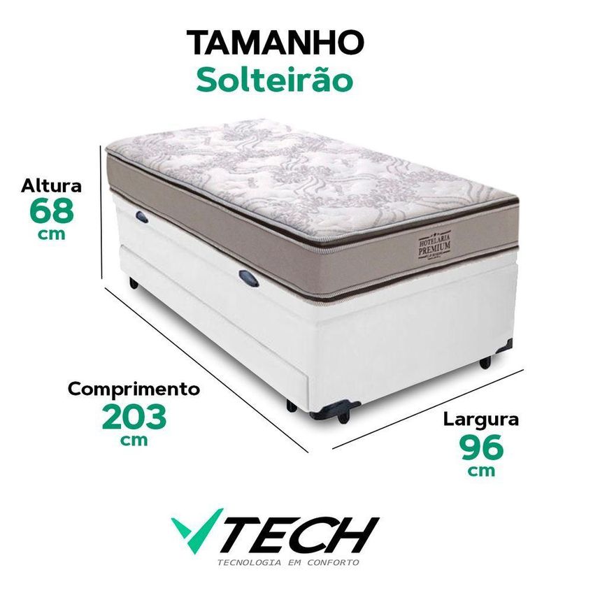Bicama Solteirão Com Baú E Colchão Four Season Madeira Branco Vtech - imagem 3