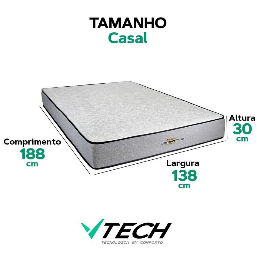 Colchão Casal Espuma D33 Extra Firme Antiácaro Antialérgico Branco Vtech - imagem 3