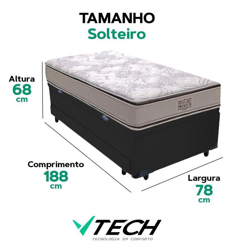Bicama Baú Solteiro Com Colchão Four Season Madeira Preta Vtech - imagem 4