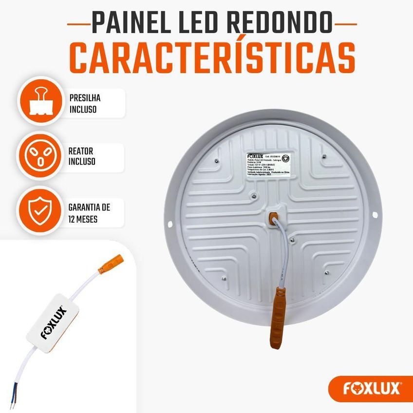 Painel LED Redondo Sobrepor 24W 6500K Branco Frio Foxlux - imagem 2