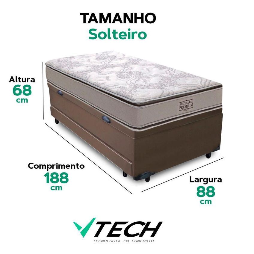 Bicama Baú Solteiro Com Colchão Four Season Madeira Marrom Vtech - imagem 4