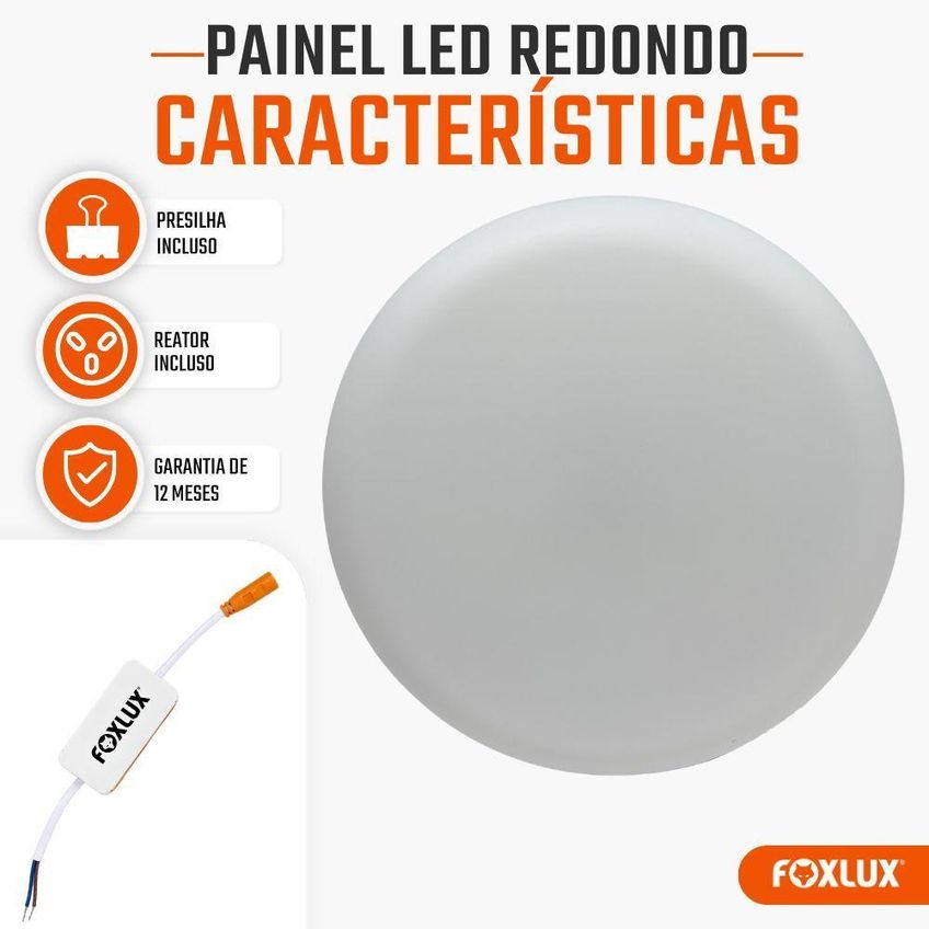 Painel LED Redondo Sobrepor 18W Branco Quente Foxlux Kit Com 2 - imagem 2