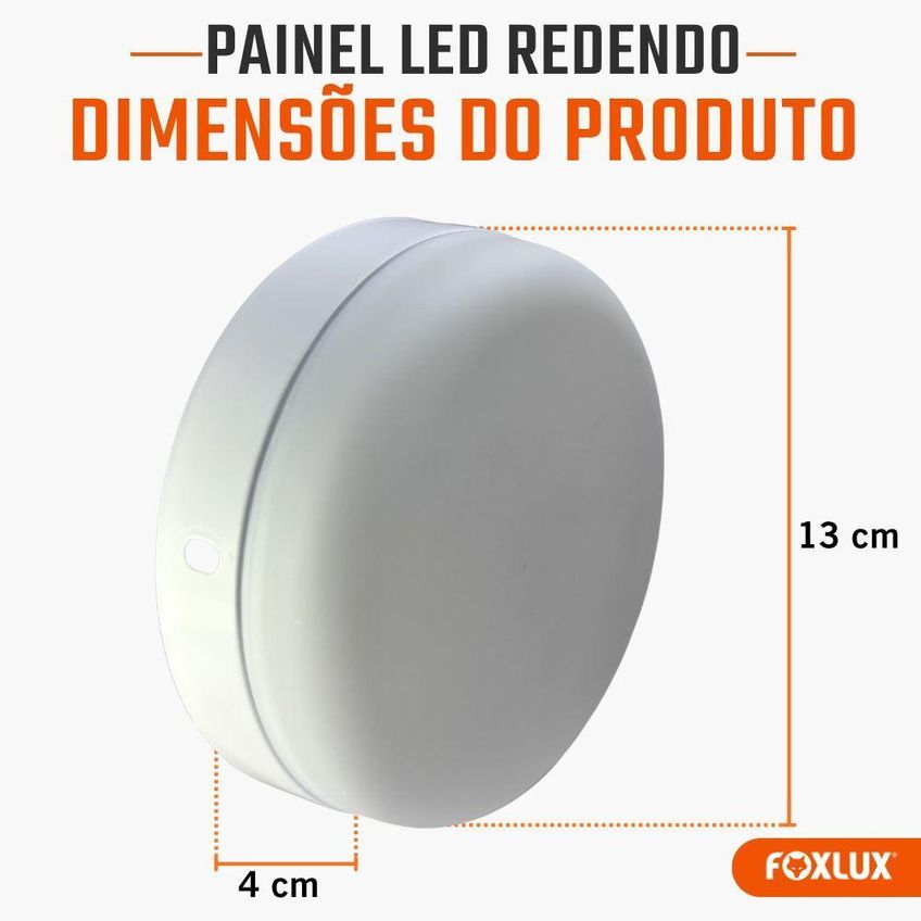 Painel LED Redondo Sobrepor 18W Branco Quente Foxlux Kit Com 2 - imagem 5