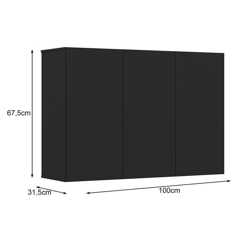 Armário Aéreo 3 Portas 100cm MDP Bater Preto EJ Móveis - imagem 4