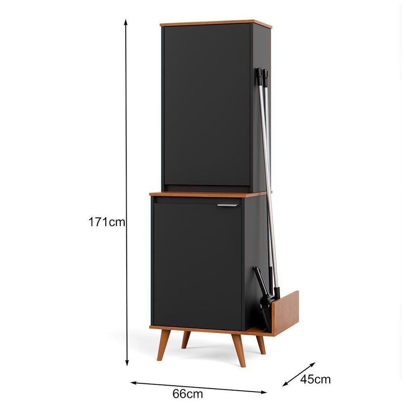 Armário Multiuso Texas 2 Portas 2 Prateleiras MDP 66cm Preto EJ Móveis - imagem 4