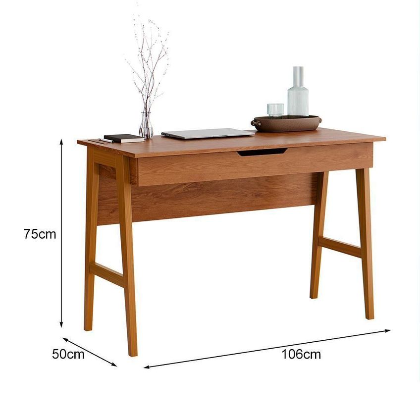 Escrivaninha Parma Moderno 1 Gaveta MDF 106cm Freijó Ej Móveis - imagem 3