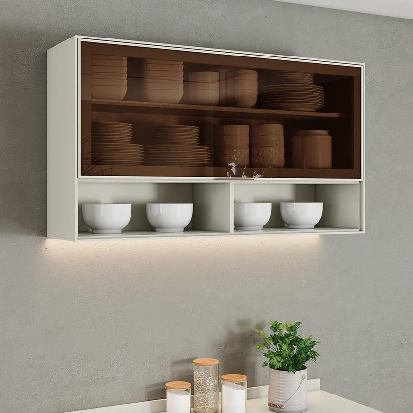 Armário Aéreo Fineze 120cm 1 Porta MDF Basculante Areia Móveis Henn - imagem 3