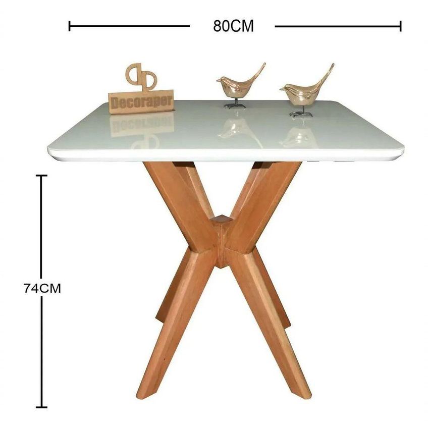 Mesa De Jantar Pandora Quadrada MDF 80cm Off White Decoraper - imagem 4