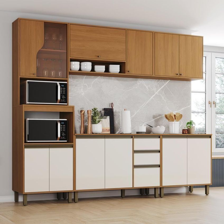 Cozinha Venaly 5 Peças 12 Portas 2 Gavetas MDF-MDP 263cm Móveis Henn - imagem 4