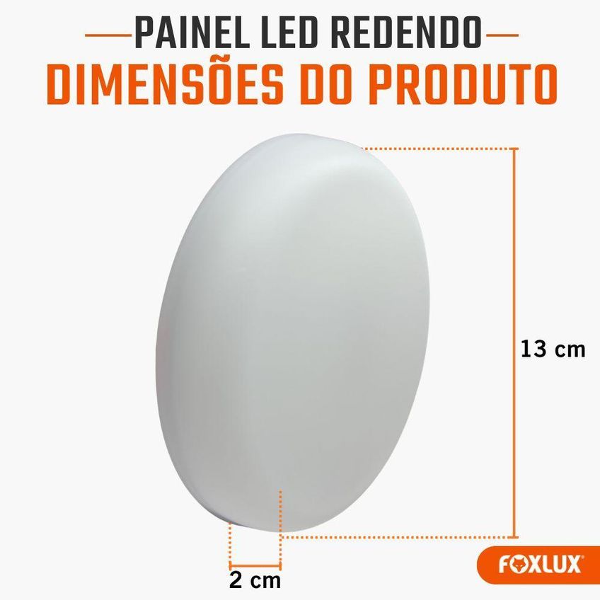 Painel LED Redondo Embutir 18W 4000K Branco Neutro Bivolt Foxlux Kit 2 - imagem 3
