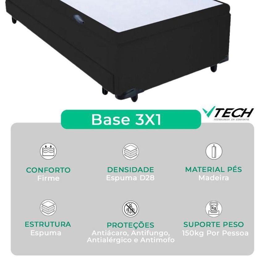 Bicama Baú Solteirão Com Colchão Four Season Madeira Preta Vtech - imagem 5