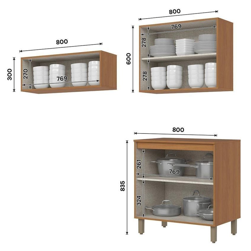 Cozinha Completa Venaly 14 Portas 2 Gavetas MDF-MDP 120cm Cinamomo E Off White - imagem 4