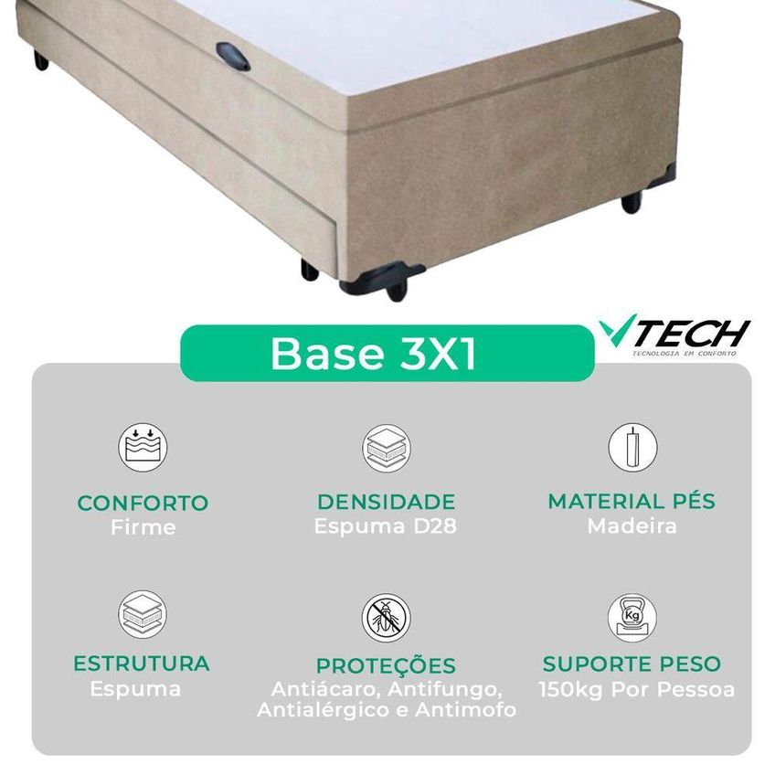 Bicama Baú Solteiro Com Colchão Four Season Madeira Bege Vtech - imagem 3