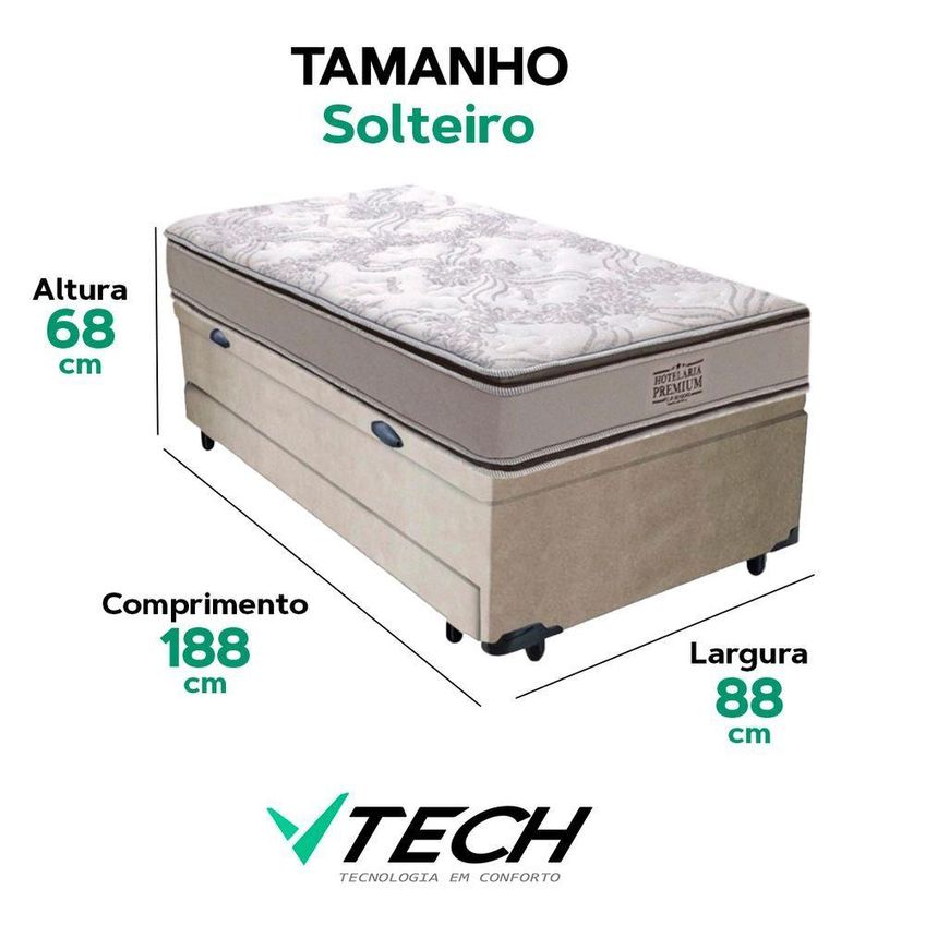 Bicama Baú Solteiro Com Colchão Four Season Madeira Bege Vtech - imagem 5