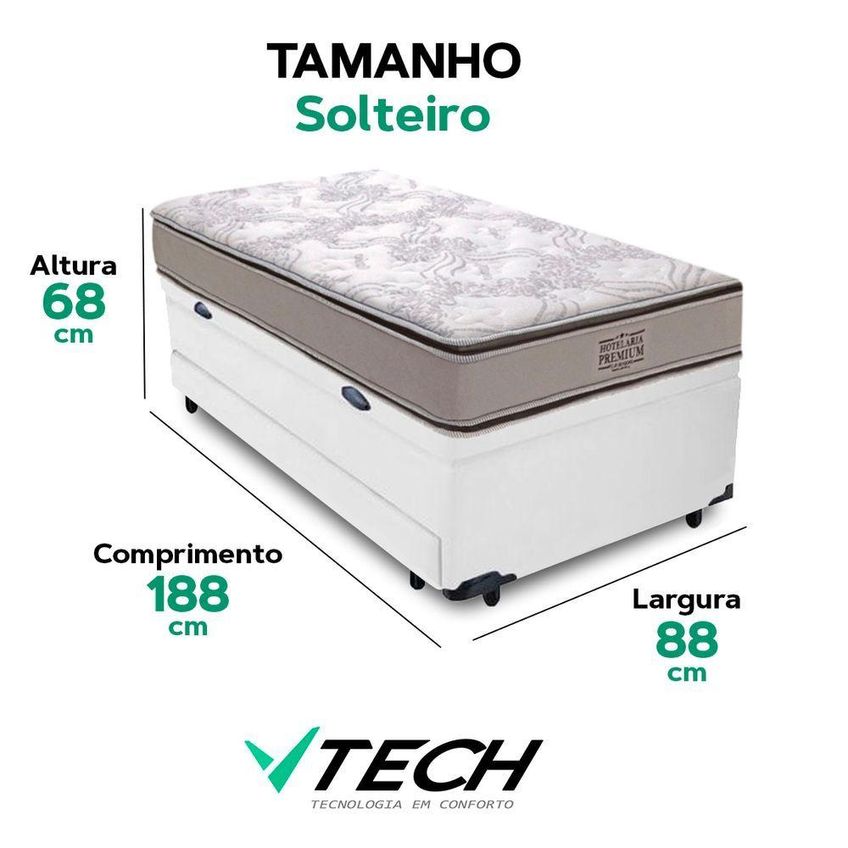 Bicama Baú Solteiro Com Colchão Four Season Madeira Branco Vtech - imagem 5