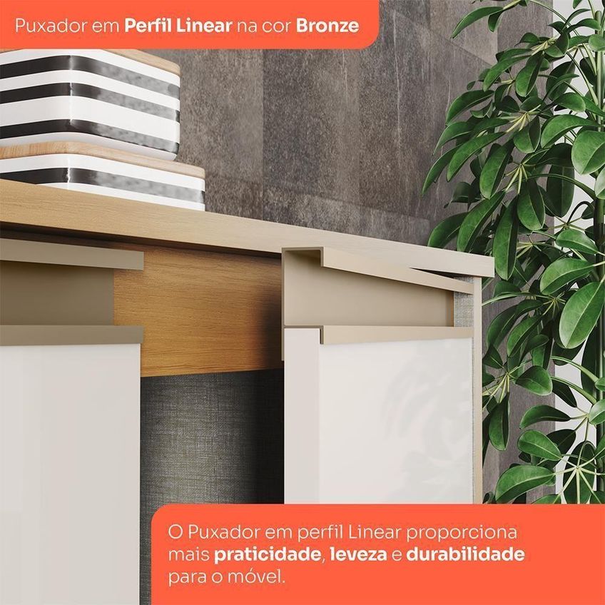 Balcão Venaly 1 Porta MDF-MDP 40cm Cinamomo e Off White Móveis Henn - imagem 3