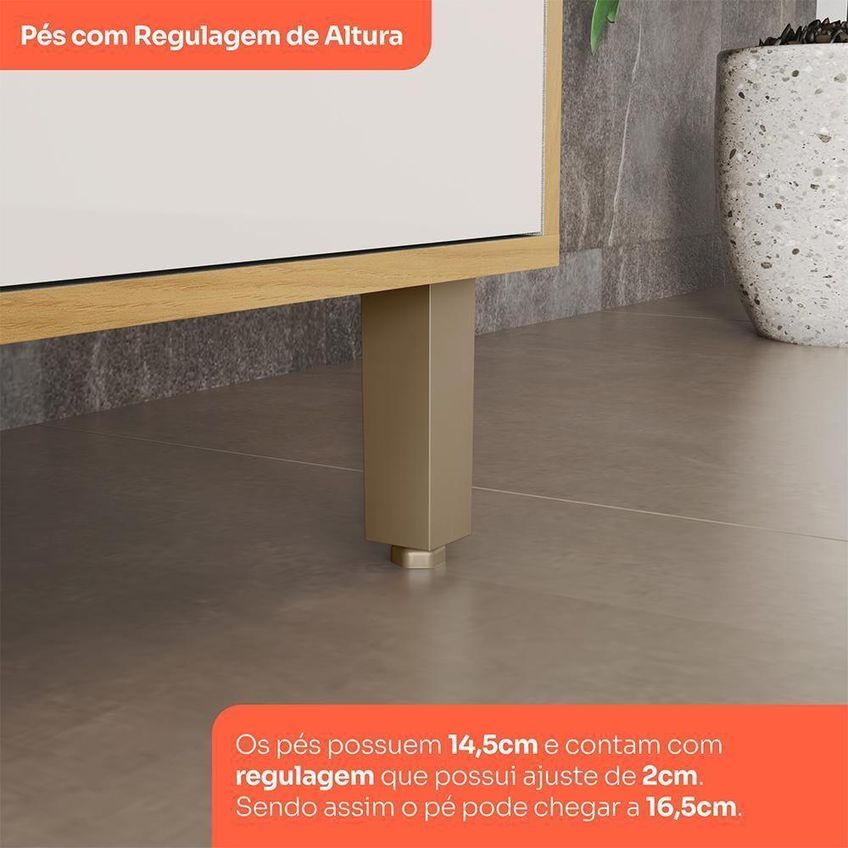 Balcão Venaly 1 Porta MDF-MDP 40cm Cinamomo e Off White Móveis Henn - imagem 4