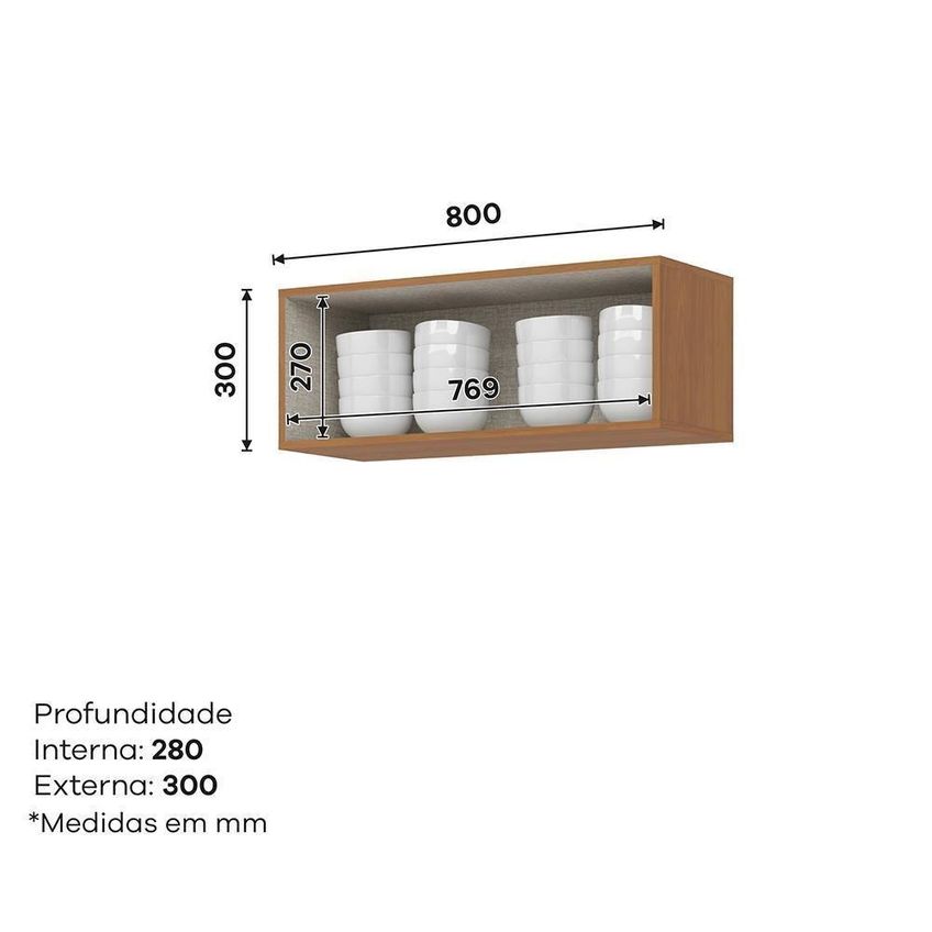 Armário Aéreo Venaly 80cm 1 Porta MDF-MDP Basculante Cinamomo - imagem 4