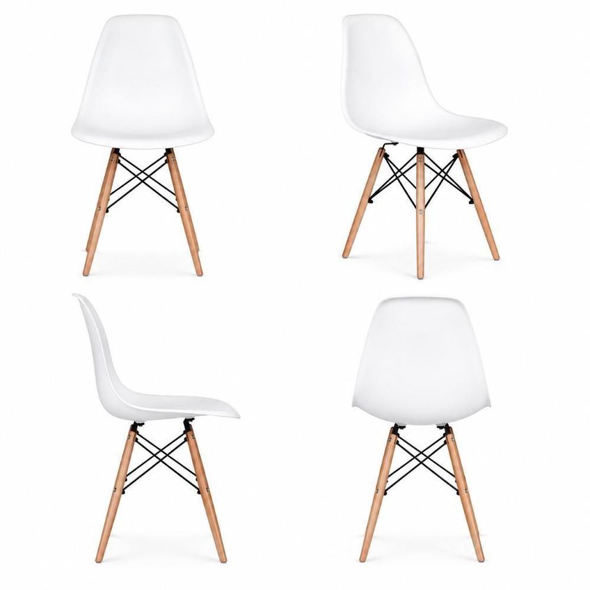 Cadeira Eiffel DSW Estrutura em Madeira Assento em Polipropileno Branco Decoreshop - imagem 5