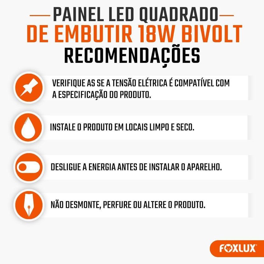Painel LED Quadrado Sobrepor Iluminação Uniforme Branco Neutro Foxlux 18W 4000K Kit Com 2 - imagem 3