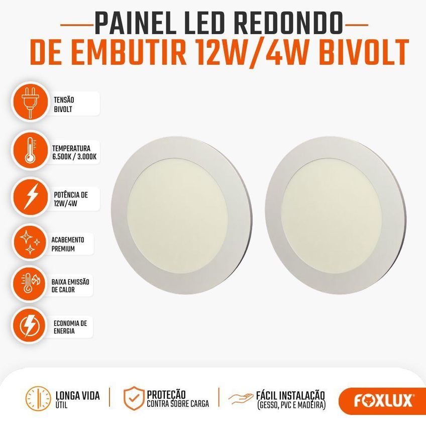 Painel Led Izled0002 2 Em 1 Dual Color Com Alternância Por Interruptor Branco Foxlux - imagem 5