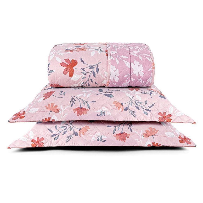 Coordenado Edredom E Cobre Leito Elyte King 4 Peças Dupla Face Floral 100% Poliéster - imagem 3