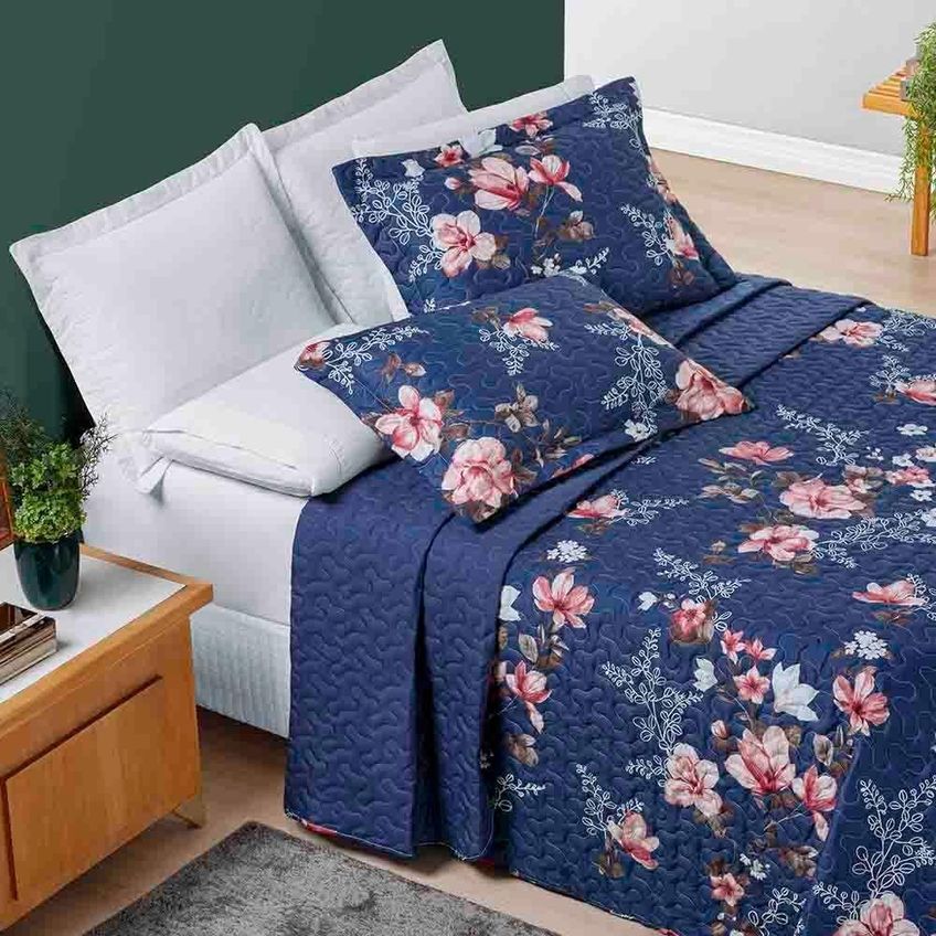 Coordenado Cobre Leito Michigan Casal 7 Peças 100% Poliéster Matelassê Dupla Face Casa Show Enxovais - imagem 4