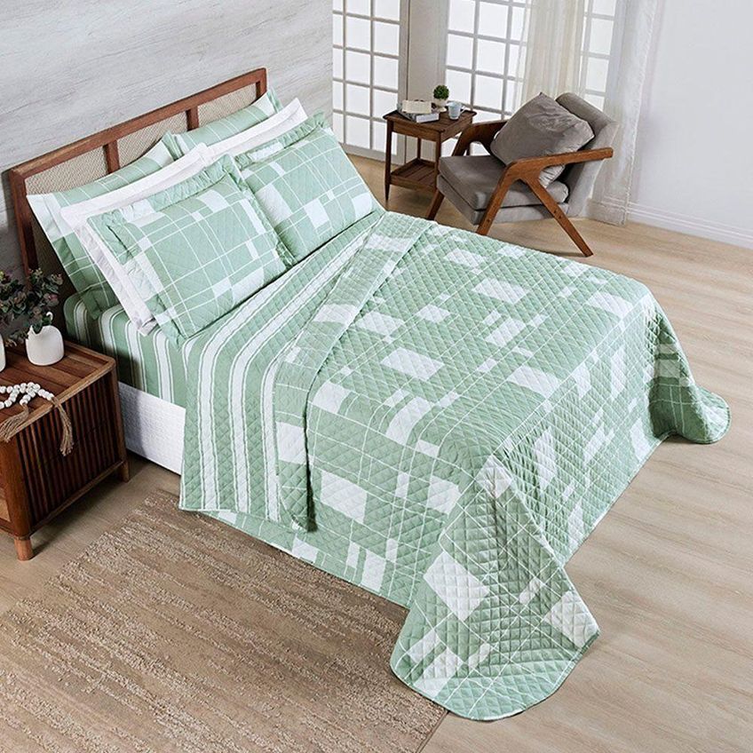 Coordenado Edredom E Cobre Leito Elyte King 4 Peças Dupla Face Floral Branco - imagem 3