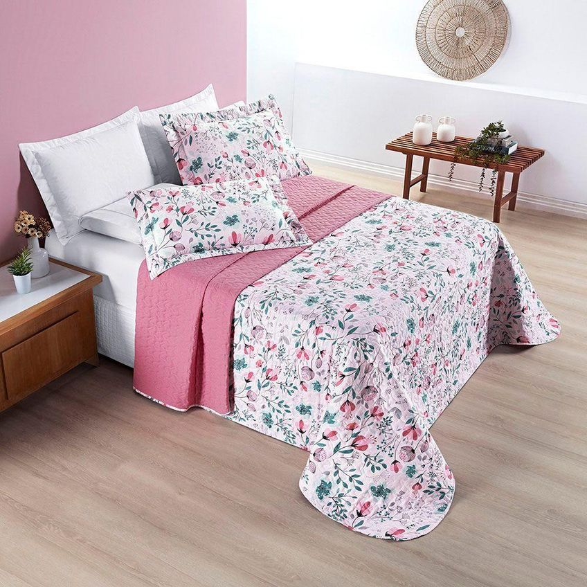 Coordenado Cobre Leito Michigan Queen 7 Peças 100% Poliéster Matelassê Dupla Face Casa Show Enxovais - imagem 4