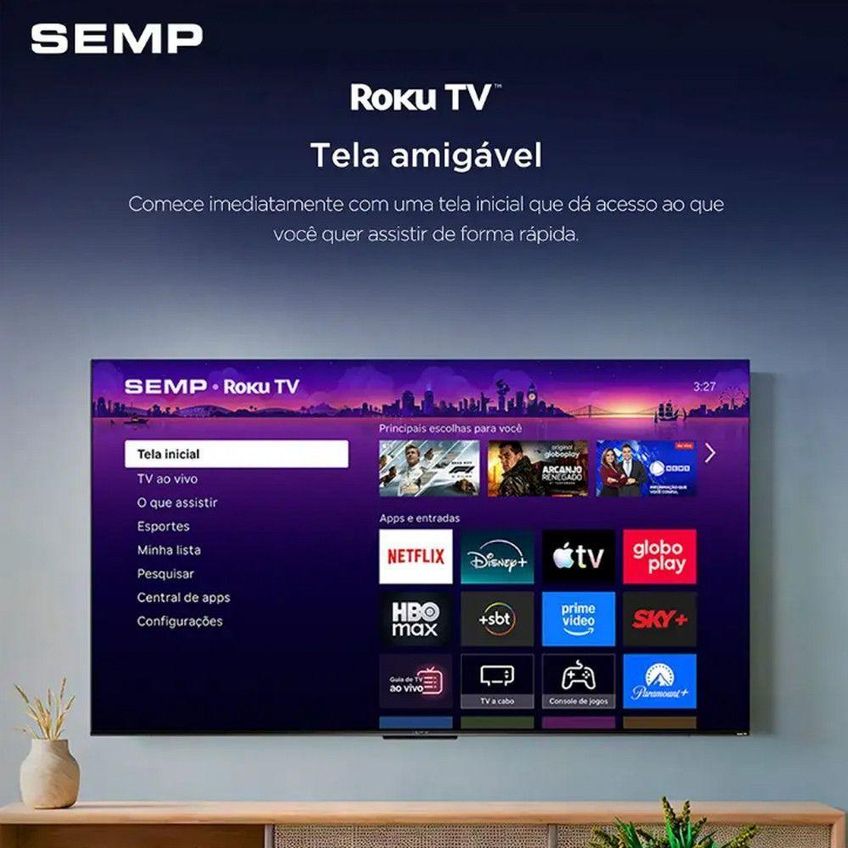 Smart TV Semp S62E 55 Polegadas 4K Ultra HD LED Roku TV Preto Bivolt - imagem 2