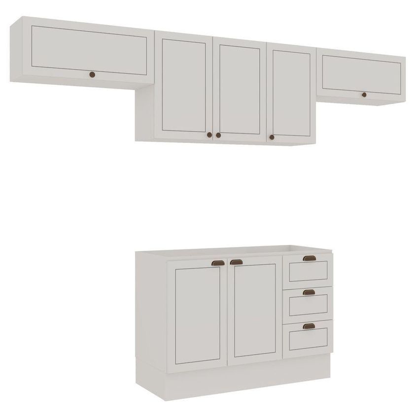 Cozinha Completa Americana 7 Portas 3 Gavetas MDF 280cm Branco Genialflex Móveis - imagem 2