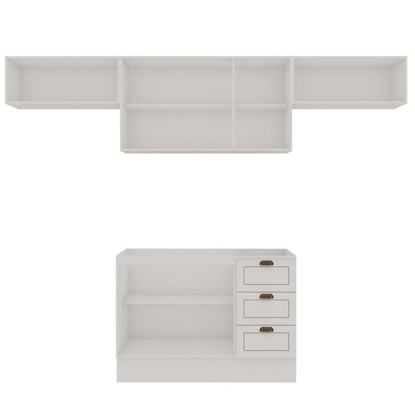 Cozinha Completa Americana 7 Portas 3 Gavetas MDF 280cm Branco Genialflex Móveis - imagem 4