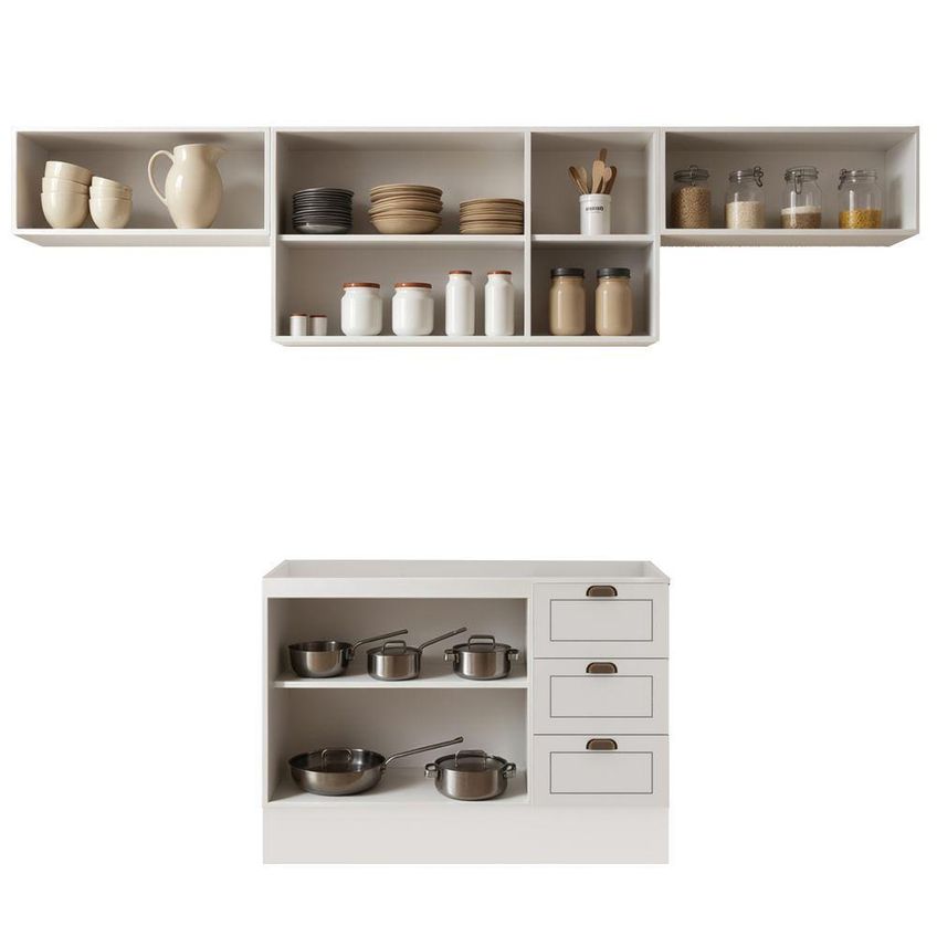 Cozinha Completa Americana 7 Portas 3 Gavetas MDF 280cm Branco Genialflex Móveis - imagem 5