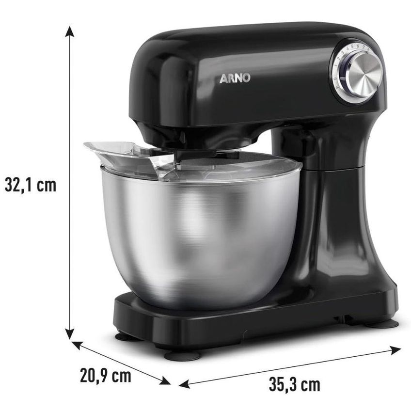 Batedeira Planetária Arno Bake Easy Km10 Inox E Preto 110v - imagem 2