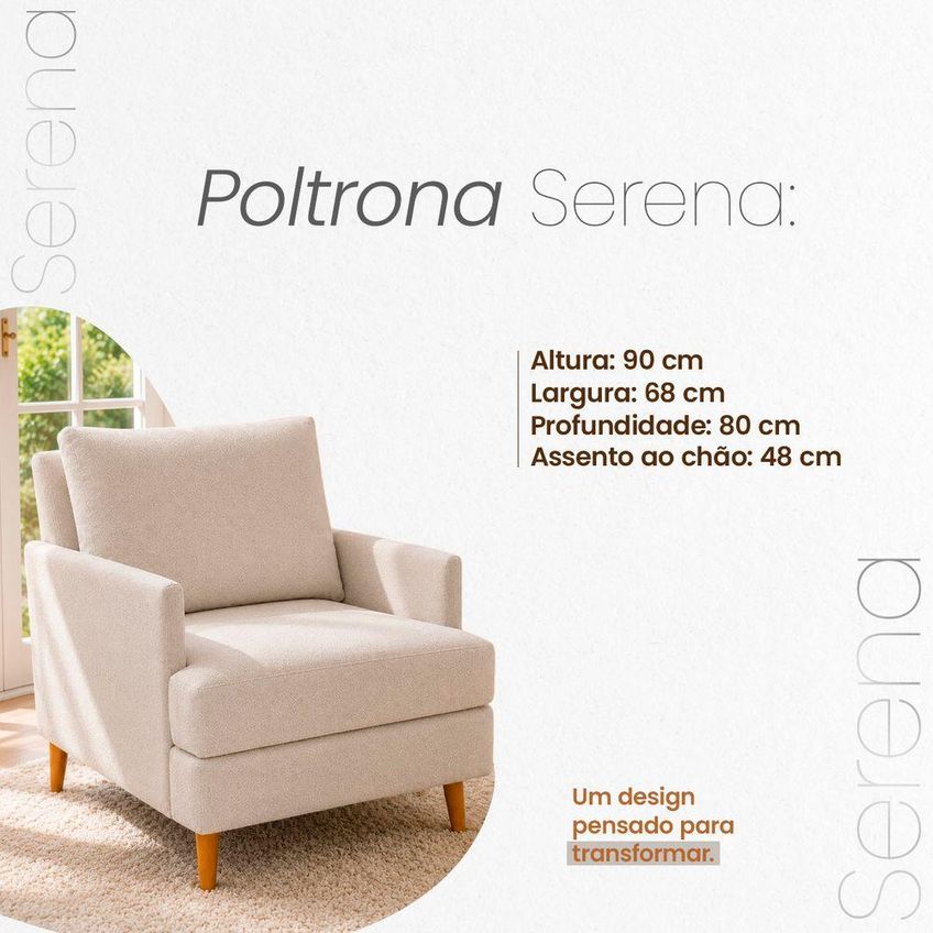Kit 2 Poltronas Serena Bouclé Premium Conforto Bege Ammê Estofados - imagem 3
