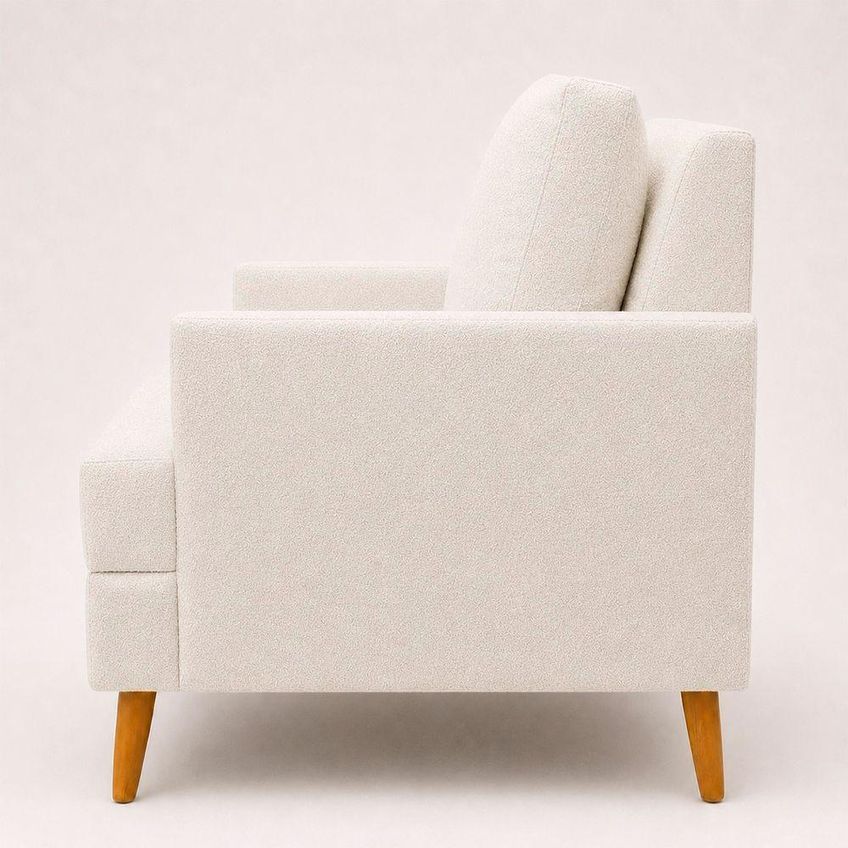 Poltrona Decorativa Serena Com Almofada Solta Bouclé Premium Bege Ammê Estofados - imagem 2