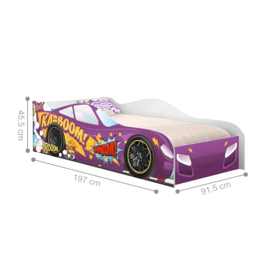 Cama Solteiro Infantil Cama Carro Kaboom Stylo MDF Roxo Casah - imagem 4
