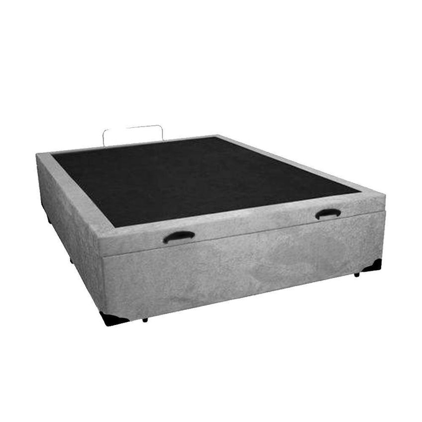 Cama Box Com Baú Casal Extremo Reforçado Blindado Suede Cinza Homequeen - imagem 2