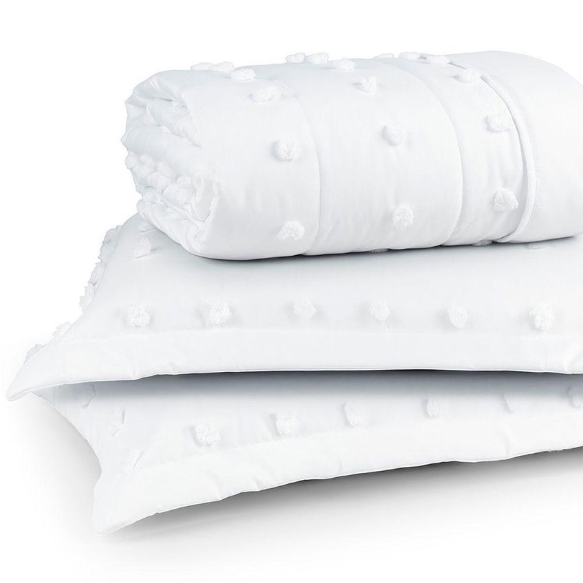 Cobre Leito Colcha Popilly King 3 Peças 100% Poliéster Macio Dupla Face Branco - imagem 2